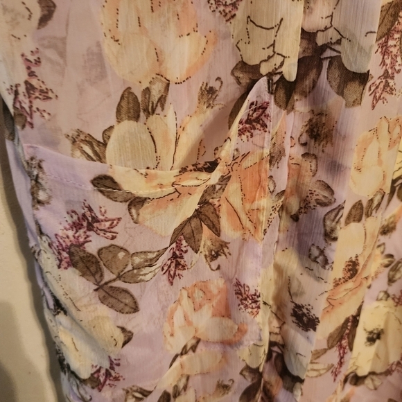 Steve Madden Long Sheer Lavender Floral Kimono Cardigan w/ Pockets One Size NWT - Picture 3 of 12